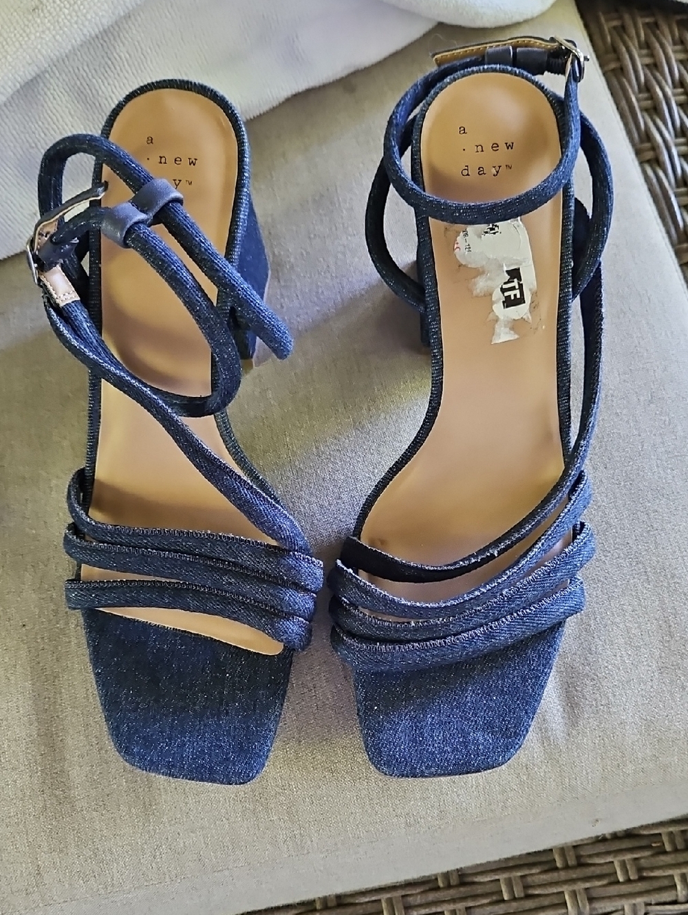 a new day Dark Blue Strappy Block Heel Sandals 11